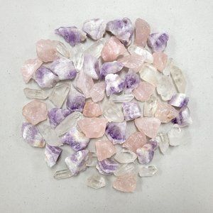 1 LB Quartz Crystal Trio Medley Rose Quartz Amethyst Clear Quartz Point